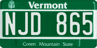 VT license plate NJD865