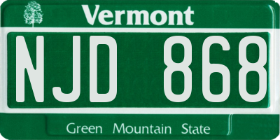 VT license plate NJD868
