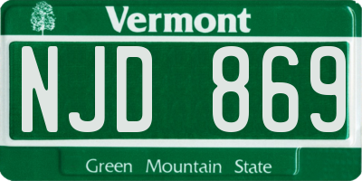 VT license plate NJD869