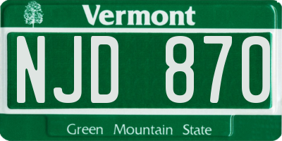 VT license plate NJD870