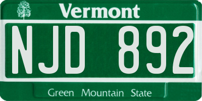 VT license plate NJD892