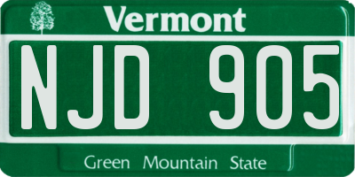 VT license plate NJD905