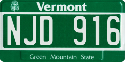 VT license plate NJD916