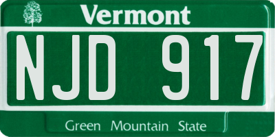 VT license plate NJD917