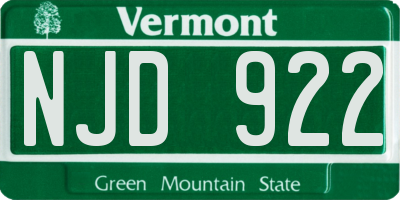 VT license plate NJD922