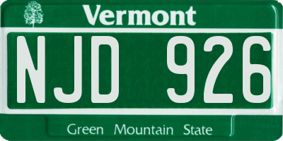 VT license plate NJD926