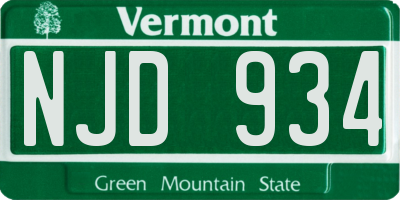 VT license plate NJD934