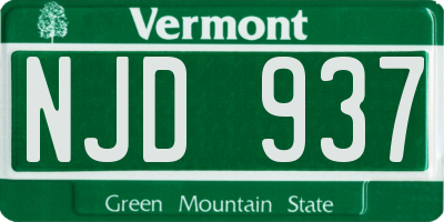VT license plate NJD937