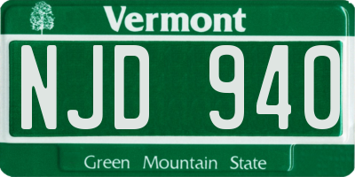 VT license plate NJD940
