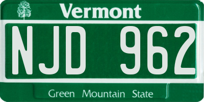 VT license plate NJD962