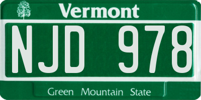 VT license plate NJD978