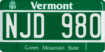 VT license plate NJD980