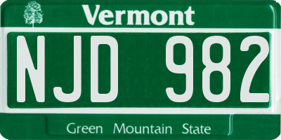 VT license plate NJD982