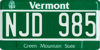VT license plate NJD985