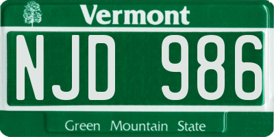VT license plate NJD986