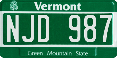 VT license plate NJD987