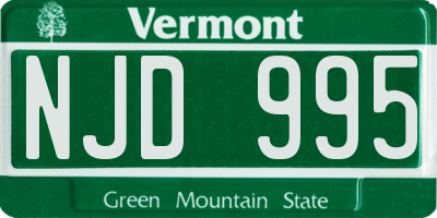 VT license plate NJD995