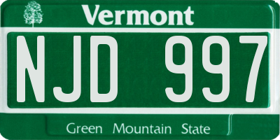 VT license plate NJD997