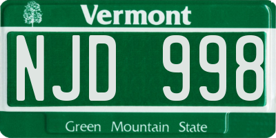 VT license plate NJD998