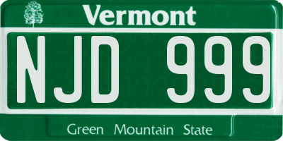 VT license plate NJD999