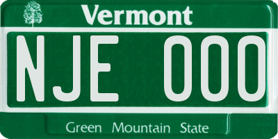 VT license plate NJE000