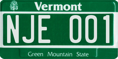 VT license plate NJE001