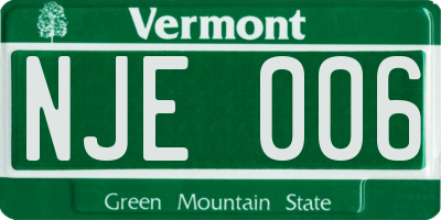 VT license plate NJE006