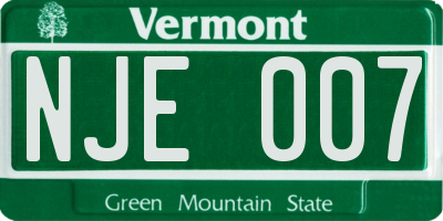 VT license plate NJE007