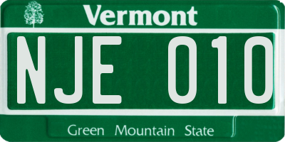 VT license plate NJE010