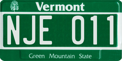 VT license plate NJE011