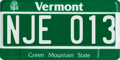 VT license plate NJE013