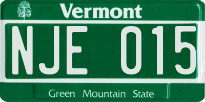 VT license plate NJE015