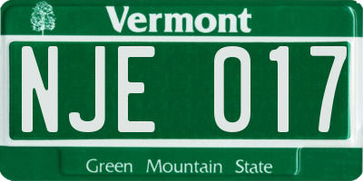 VT license plate NJE017