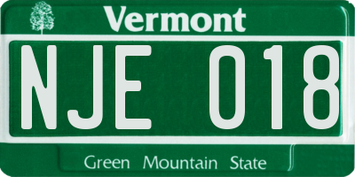 VT license plate NJE018