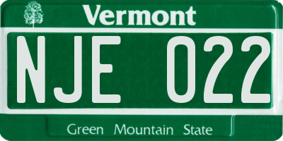 VT license plate NJE022