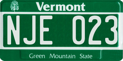 VT license plate NJE023
