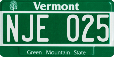 VT license plate NJE025