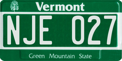 VT license plate NJE027