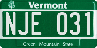VT license plate NJE031