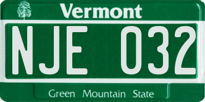 VT license plate NJE032