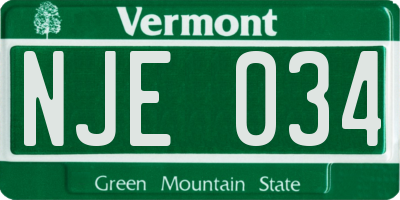 VT license plate NJE034