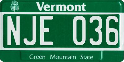 VT license plate NJE036