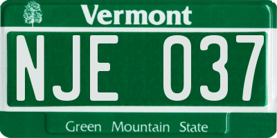 VT license plate NJE037