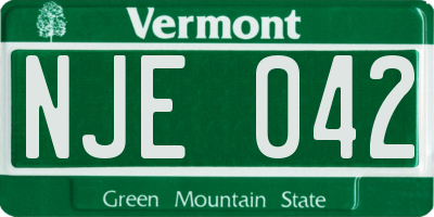 VT license plate NJE042