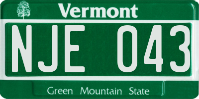 VT license plate NJE043