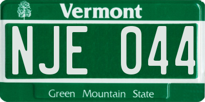 VT license plate NJE044