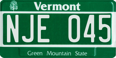 VT license plate NJE045