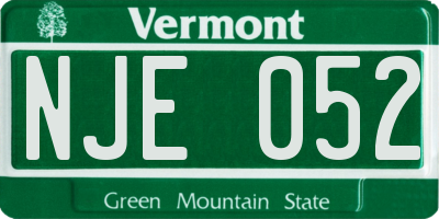 VT license plate NJE052