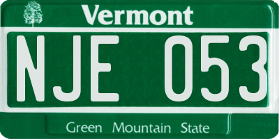 VT license plate NJE053