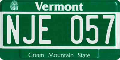 VT license plate NJE057